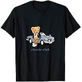 Enjoy Cool Teddy Bear with Classic Car Graphic Designs Fun T-Shirt Small