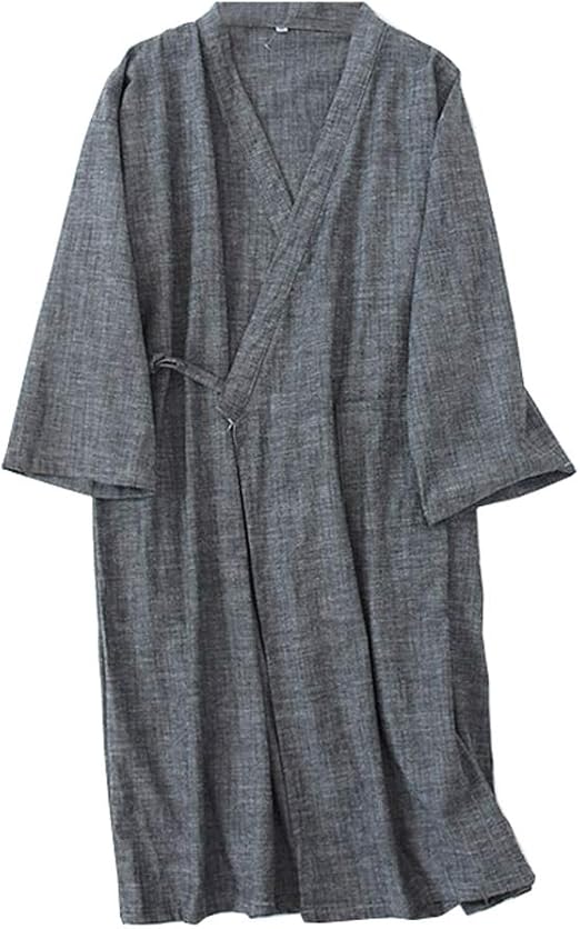 Men's Japanese Style Robes Pure Cotton Kimono Robe Bathrobe Pajamas 05