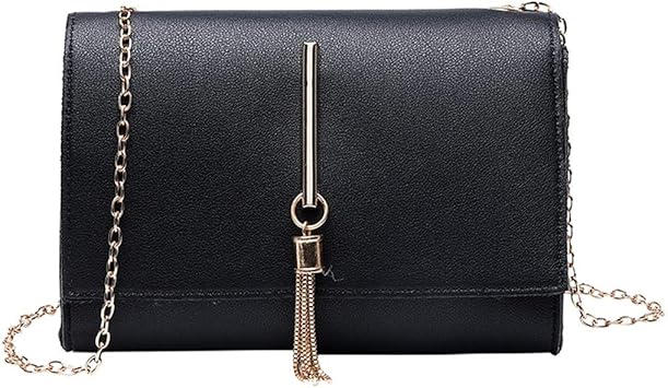 black leather crossbody bag with chain strap