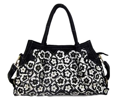 Amazon フラワーモチーフ レザー 手提げ ショルダーバッグ トート