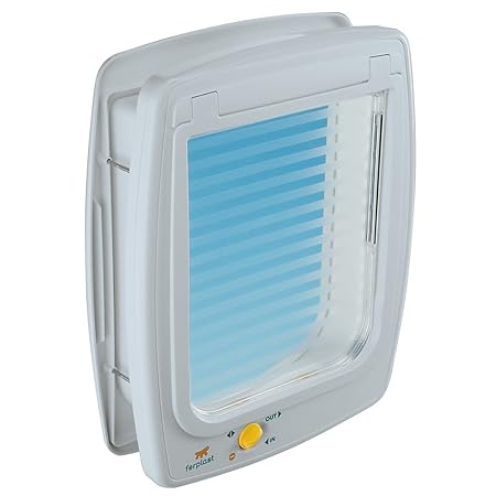 Ferplast Katzenklappe Swing mit Microchiperkennung / Batteriebetriebene Haustiertür mit 4-Wege-Verriegelung aus Kunststoff