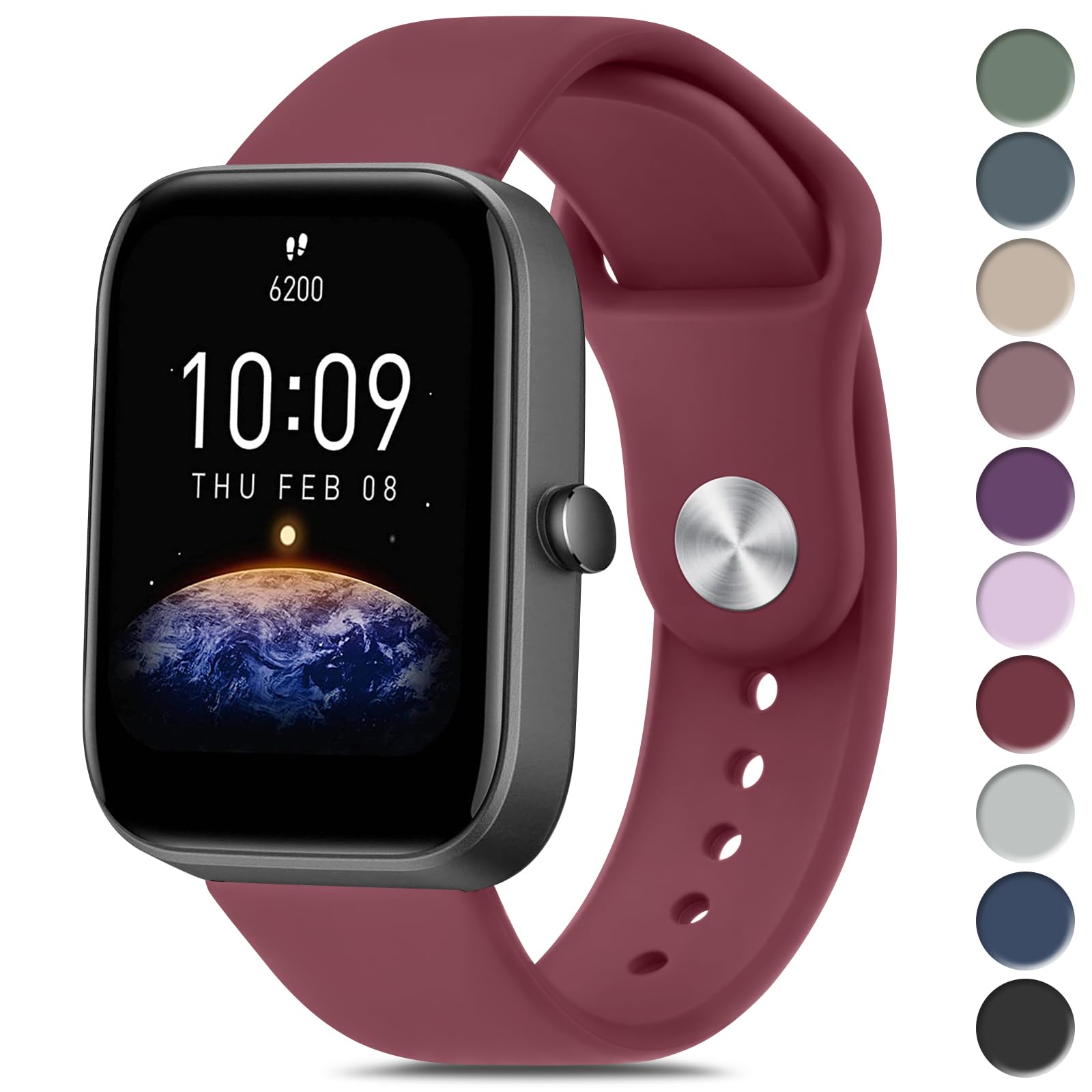 Vanjua Silicone Bands for Amazfit GTR mini Band, Amazfit GTS 4 / GTS 4 Mini / GTS 3 / GTS 2 / GTS 2e / GTS 2 mini / GTS, 20mm Quick Release Soft Sport Replacement Watch Strap for Amazfit Bip 3 / Bip 3 Pro / Bip U Pro / Bip / Bip Lite / Bip S / Bip S lite / Bip U Smart Watch Women Men (Wine Red)