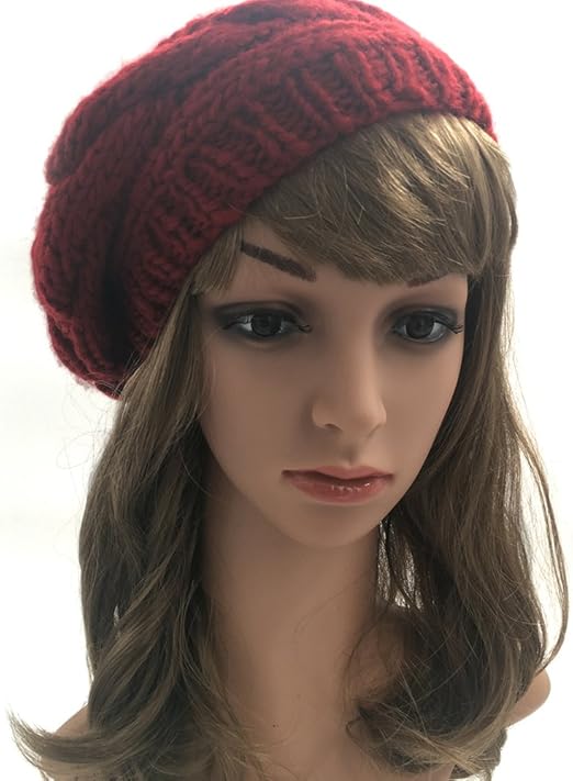 womens burgundy bobble hat