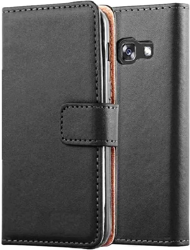 NWNK13® Samsung Galaxy A5 2017 Case Black Premium Leather Slim Fit Book Magnetic Kickstand Wallet Flip Cover Compatible for Samsung A5 2017