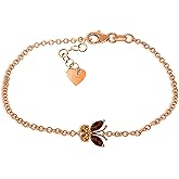 Galaxy Gold GG 0.6 CTW 14k Solid Rose Gold Butterfly Bracelet Garnet Citrine