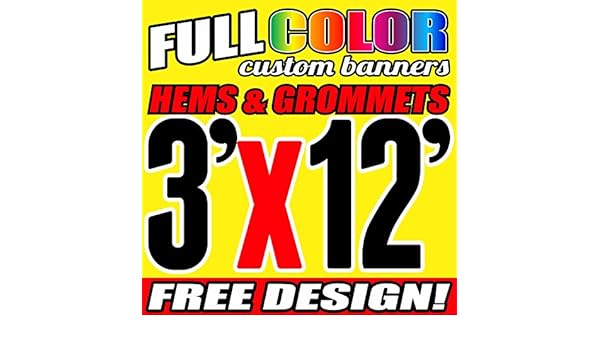 Amazon Com 3 X 12 Full Color Printed Custom Banner 13oz Vinyl
