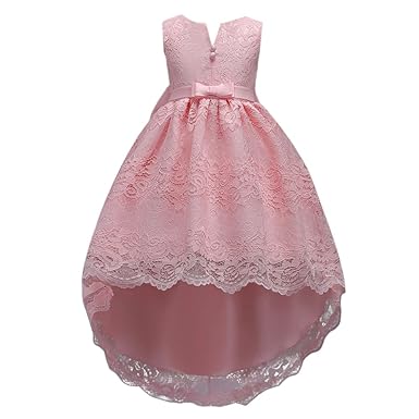 FYMNSI Kinder Abendkleider Mädchen Spitzenkleid Hi-Lo Partykleid Prinzessin Kleid Blumenmädchen Hochzeitskleid Brautjungfer F