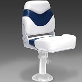 DeckMate&reg; Plush Folding Boat Seats (White &amp; Blue)