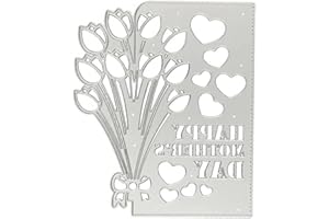 ROSOJODG Silver Happy Mother’s Day Cutting Dies for Card Making, Flower Cutting Dies Cut Stencils for DIY Scrapbooking Photo Album Decorative Embossing Paper Templated, Die-Cutting and Embossing