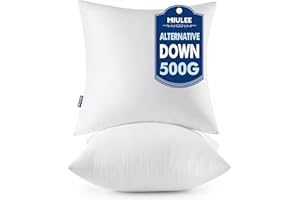 MIULEE Throw Pillows Inserts, Pack of 2 18x18 Inch 100% Virgin Fiber Filling Bed Couch Pillows