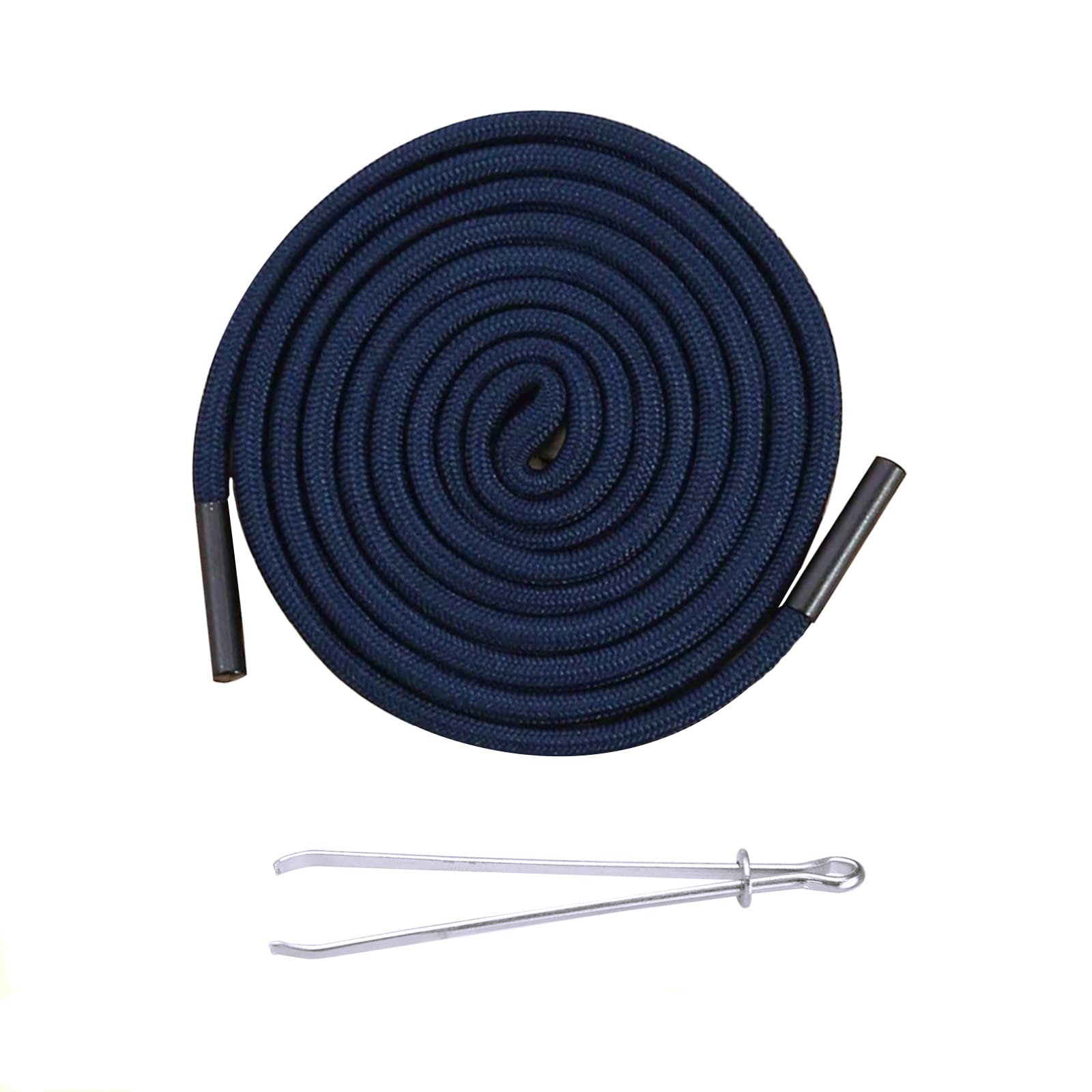 Renyiz Drawstring Cord, Replacement Drawstrings with Bodkin, 63 Inch Cotton Metal Lock Ends, Hoodie String Threader Joggers Sweatpants Hoodies Sweatshirt, Navy, 160cm