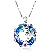 TOUPOP Sea Turtle Necklace for Women Sterling Silver Ocean Theme Crystal Pendant Jewelry Summer Beach Gifts for Marine Animal Lovers