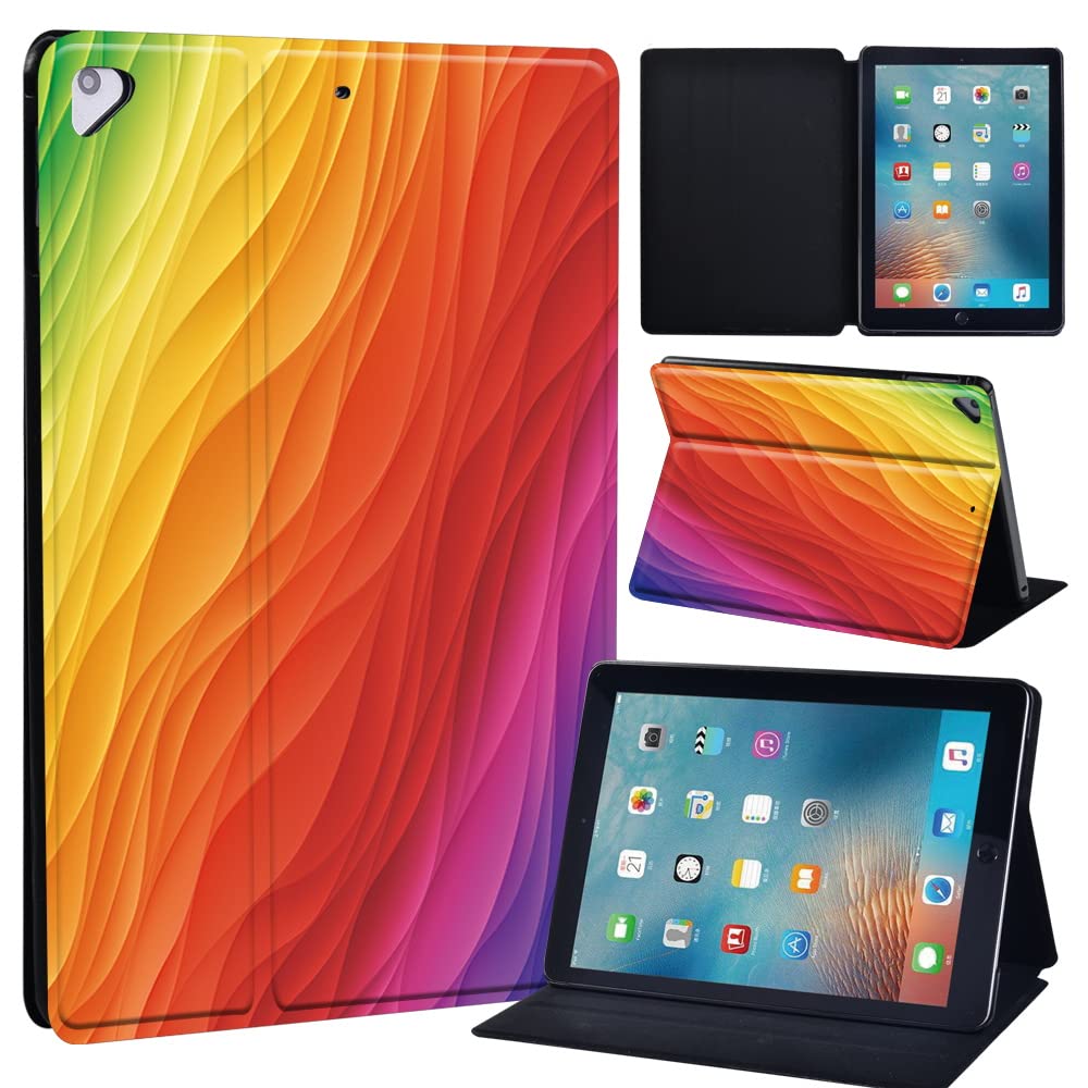 Leather slim lightweight Stand Cover Case for Apple New iPad 9.7 2018 2017(6th Gen, 5th Gen)/iPad Air 2/iPad Air/iPad Pro 9.7 Tablet with Auto Wake/Sleep (rainbow river)