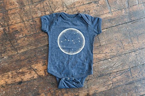 Little Dipper Vintage Navy Baby Onesie. Unisex Constellation of Stars Baby jumper that glows in the dark. Made in the USA.