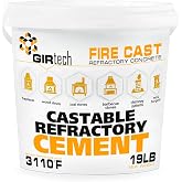 Girtech FireCast Castable Refractory Cement Mix 3110 Degree Fahrenheit 19 Lbs High Temperature Heat Resistant Fireproof Mortar Build Repair Pizza Oven Fire Places Forge Kiln Stove