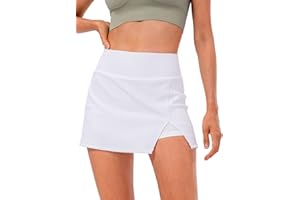 FEOYA Women Side Slit Tennis Golf Athletic Skort Skirt with Lined Shorts for School Student Girl