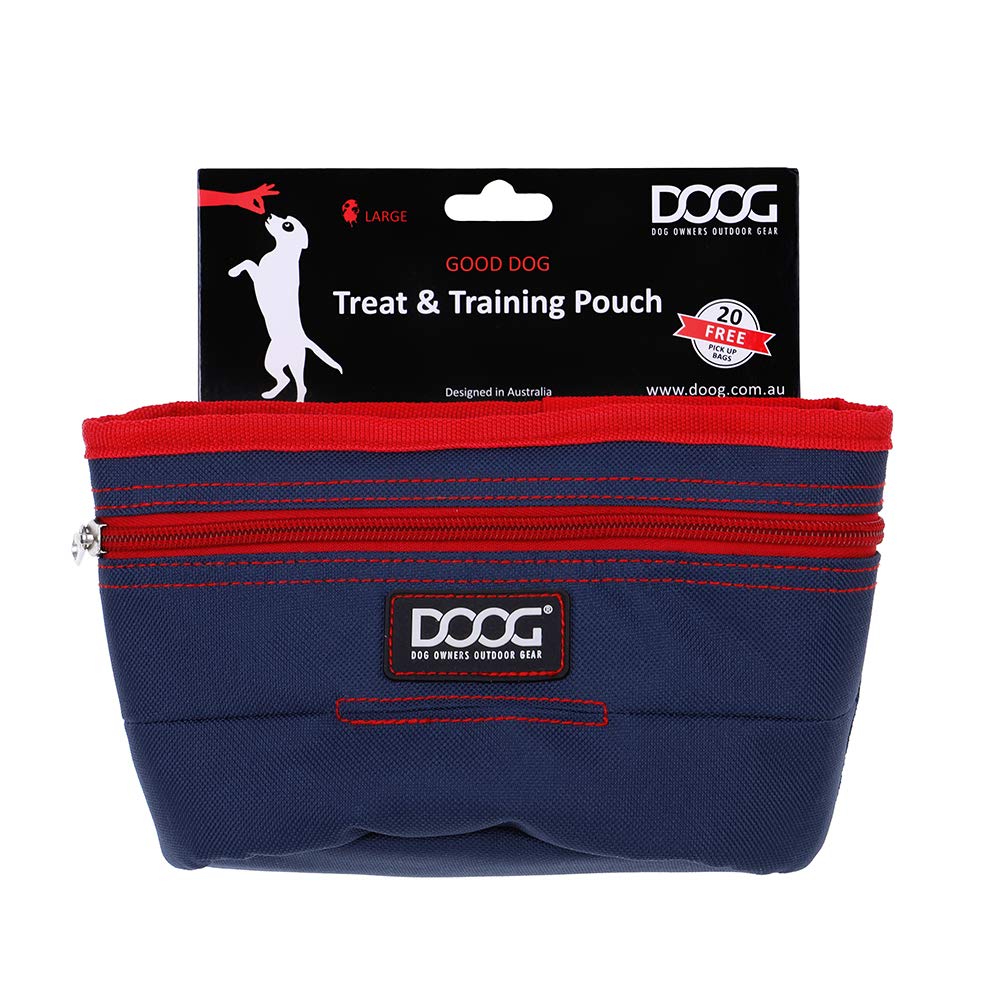 DOOG Treat & Training Pouch - Navy/Red | Clip-On Pouch for Dog Walks & Training