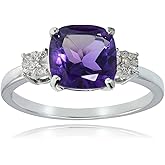 Ice Gems Sterling Silver African Amethyst and Cushion-cut Ring