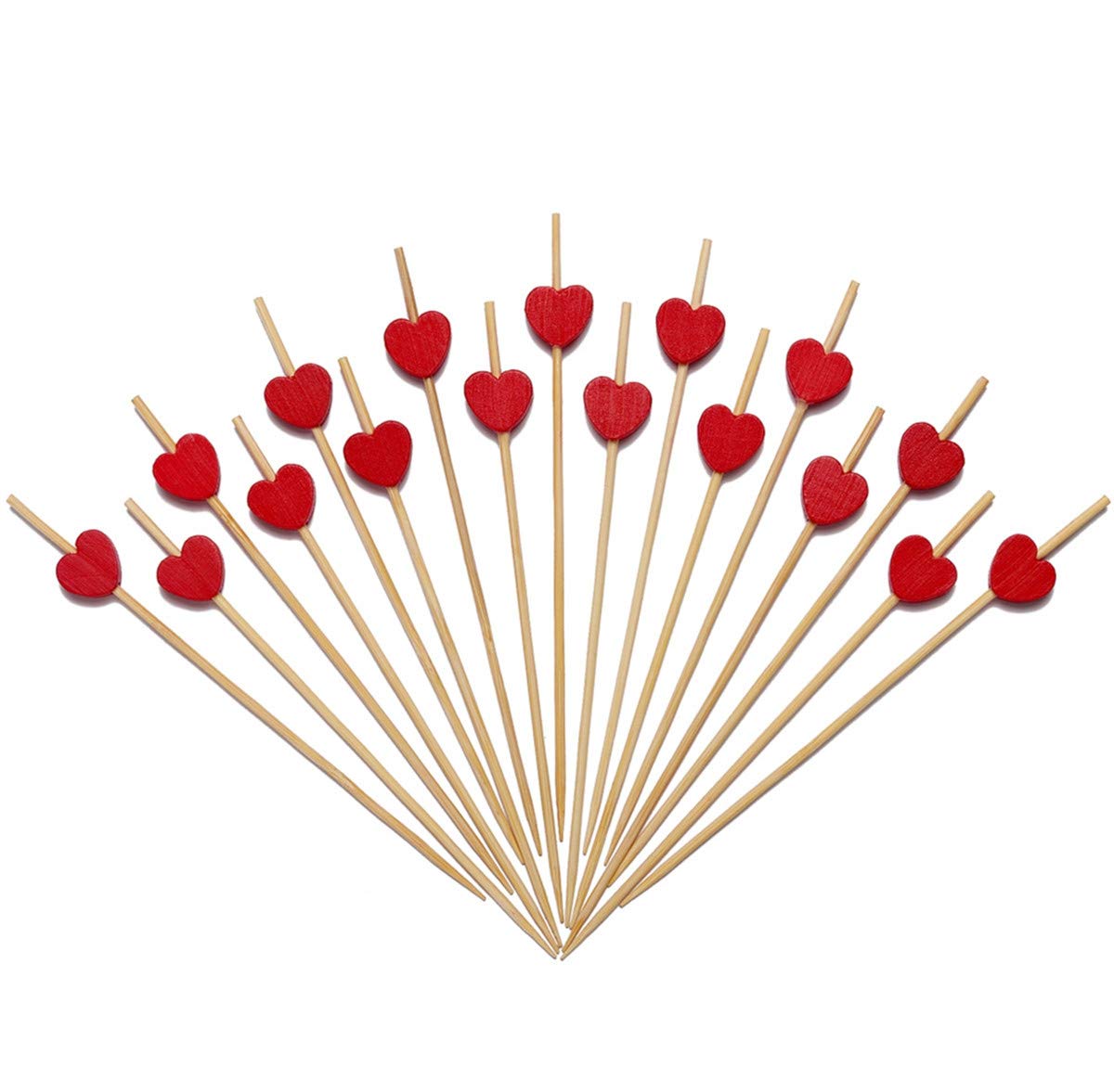 Buy Red Heart Skewers for Appetizers Fruit Kabobs Long Bamboo Cocktail