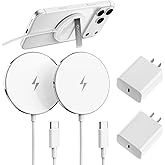 New for MagSafe Charger: Magnetic Wireless Charging Pad for iPhone 17 16 15 14 13 12 Series AirPods 4-2 Pro, Strong Magnet, with PD20W Charging Block, Ultra-Thin Portable【 2 Pack 5FT】