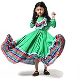 shyhand Mexican Traditional Dress Girls National Style Princess Dress Halloween Carnival Birthday Party Dress