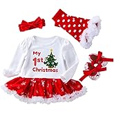 Winmany Newborn Baby Girls Christmas Romper Tutu Dress Outfit Headband Leg Warmer Shoes