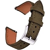 PTFULUOS Premium Soft Hybrid (Leather and Sailcloth) Watch Bands for Men Women,18mm 20mm 22mm Multiple Sizes Quick Release Replacement Watch Straps
