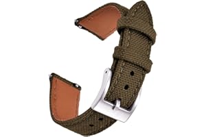 PTFULUOS Premium Soft Hybrid (Leather and Sailcloth) Watch Bands for Men Women,18mm 20mm 22mm Multiple Sizes Quick Release Replacement Watch Straps