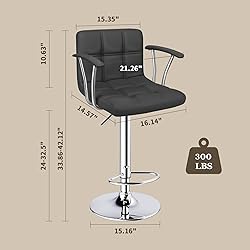 ERGOSEAT Bar Stools Set of 2,Armrest Adjustable