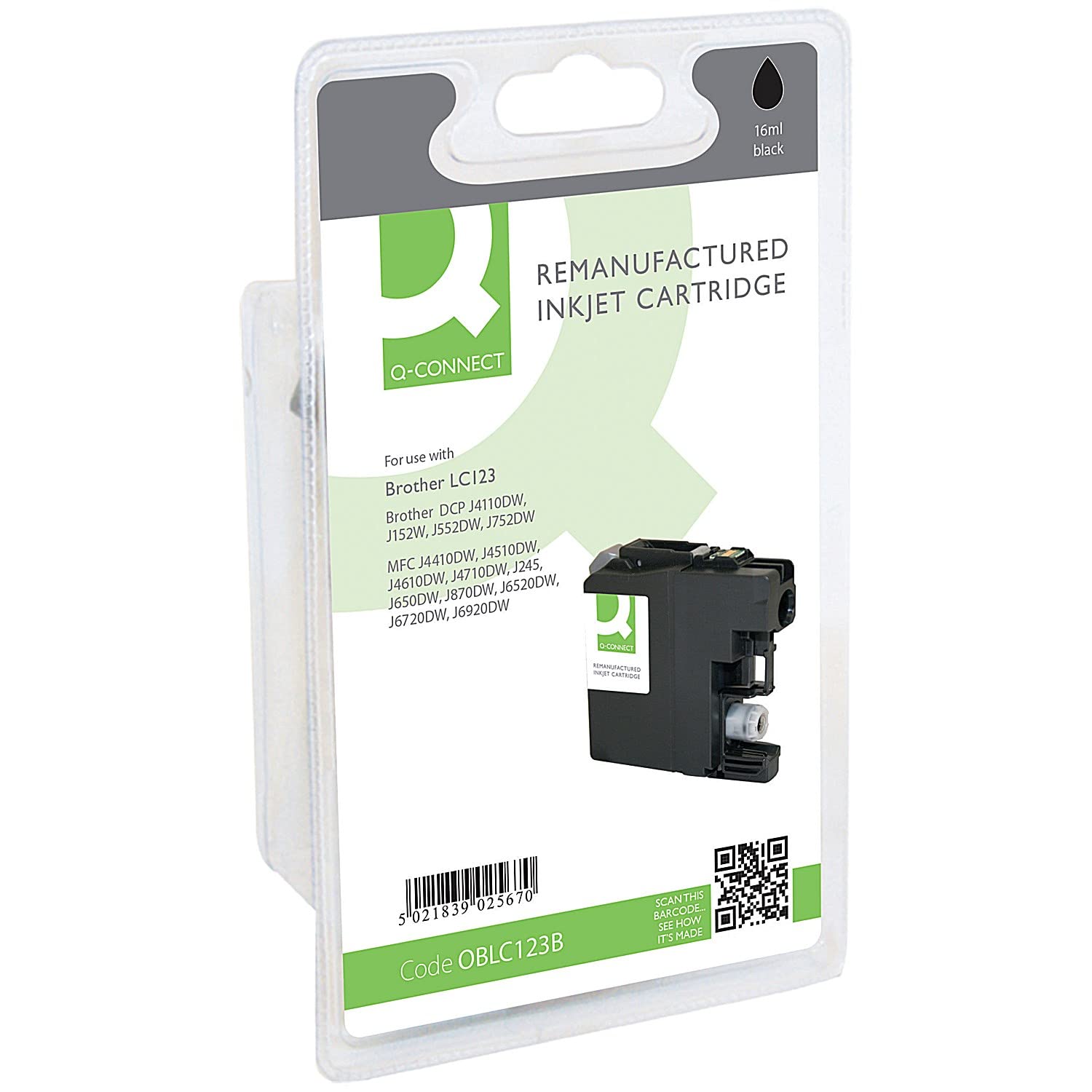 Q-Connect Brother LC123 Remanufactured Inkjet Cartridge Black