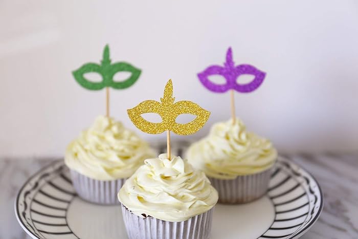 Amazon Com Mardi Gras Mask Cupcake Toppers Masquerade Party - amazon com mardi gras mask cupcake toppers masquerade party birthday party costume bachelorette party handmade