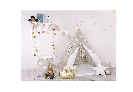 Kinder Spielzelt Teepee Tipi Set für Kinder drinnen draußen Spielzeug Zelt Indianer Indianertipi mit Fenster usw. Tipi ohne Z