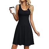 Valiamcep Women's Summer Dresses Scoop Neck Sleeveless A-Line Ribbed Knit Midi Tank Dress