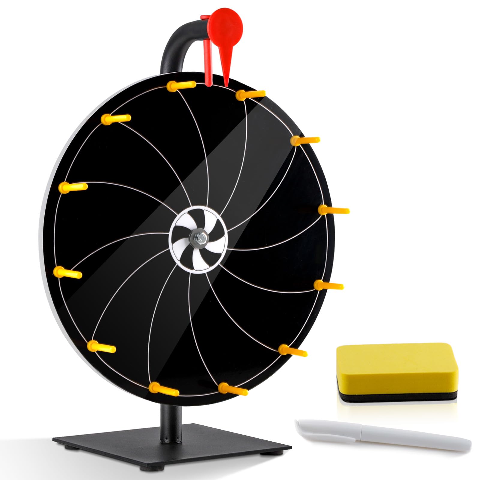 Photo 1 of 12" Spinning Prize Wheel, 12 Slots Prize Spinning Wheel Tabletop Roulette Spinner with Dry Eraser Marker & Eraser - Heavy Duty Spinning Wheel for Prizes Fortune Spinning Game Trade Show (Black)