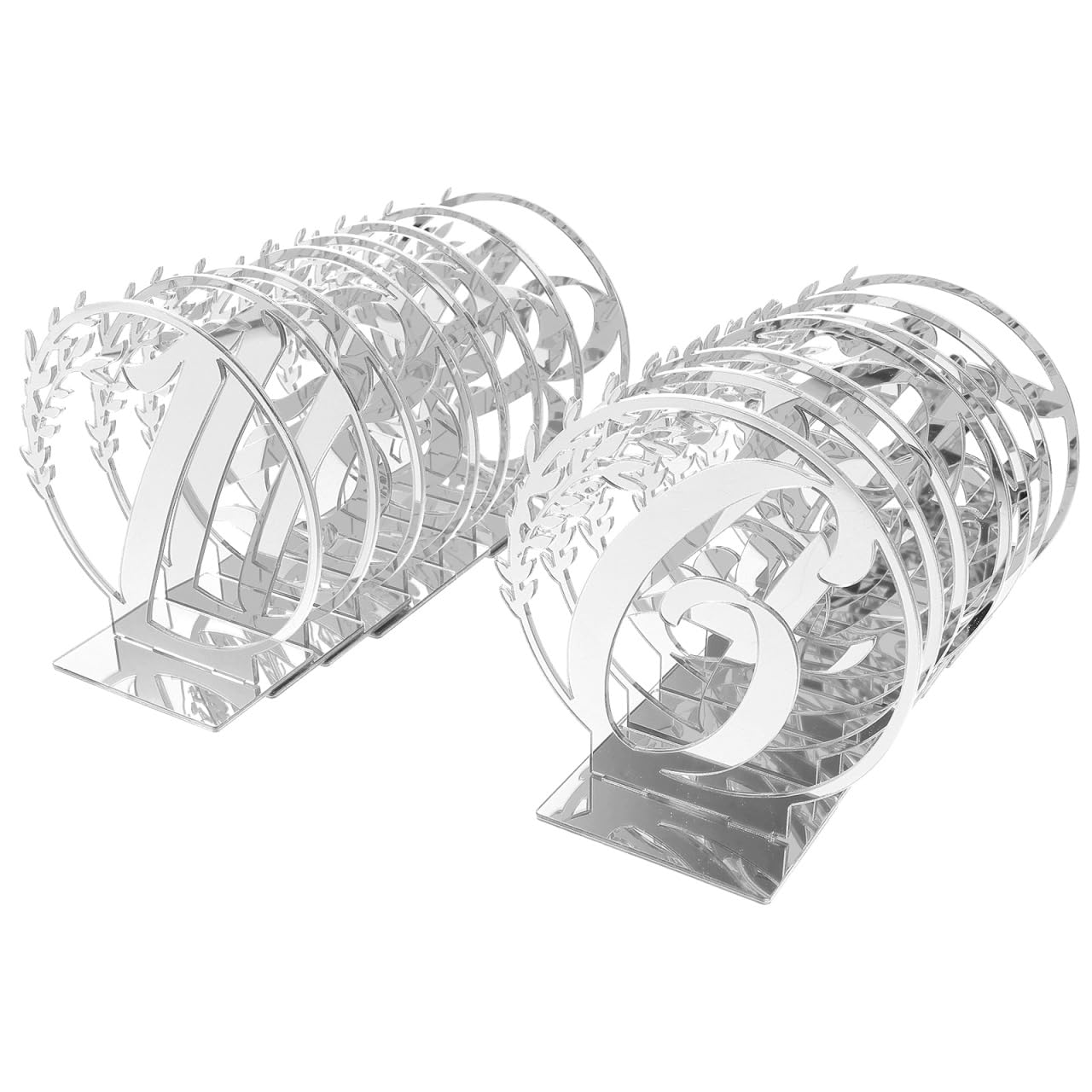 HOMSFOU 15pcs Acrylic Table Numbers: Mirror Finish Silver Standing Signs 1-15 for Wedding Reception - Party Event Restaurant Table Number Holders