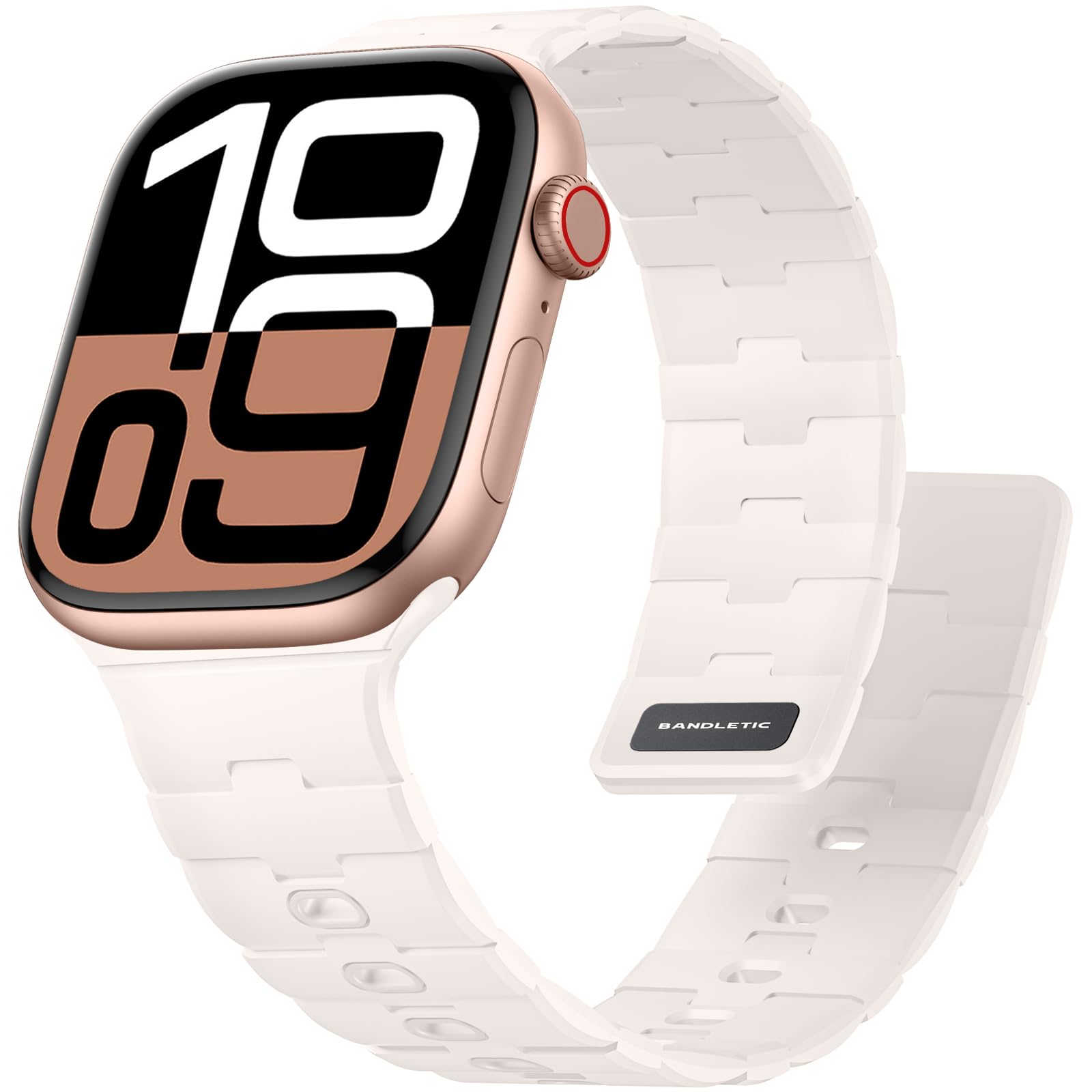 Photo 1 of Bandletic Magnetic Silicone Watch Band Compatible with Apple Watch Bands for Women 40mm 41mm 42mm(Series 10) 38mm, Sport Magnet Strap Replacement for iWatch Series 9 8 7 SE 6 5 4 3 2 1, Light Blush