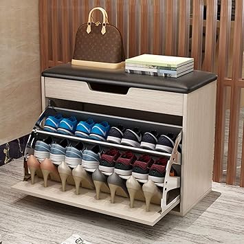 Slow Time Shop Us Shoe Storage Bench With Flip Drawer Color Brown Shoe Storage Cabinet Ottoman