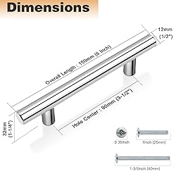 Probrico 5 Pack Polished Chrome Cabinet Handles