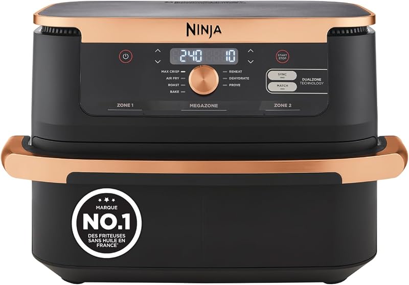 Foodi FlexDrawer Air Fryer 2 Compartiments, 10,4L, Noir/Cuivre