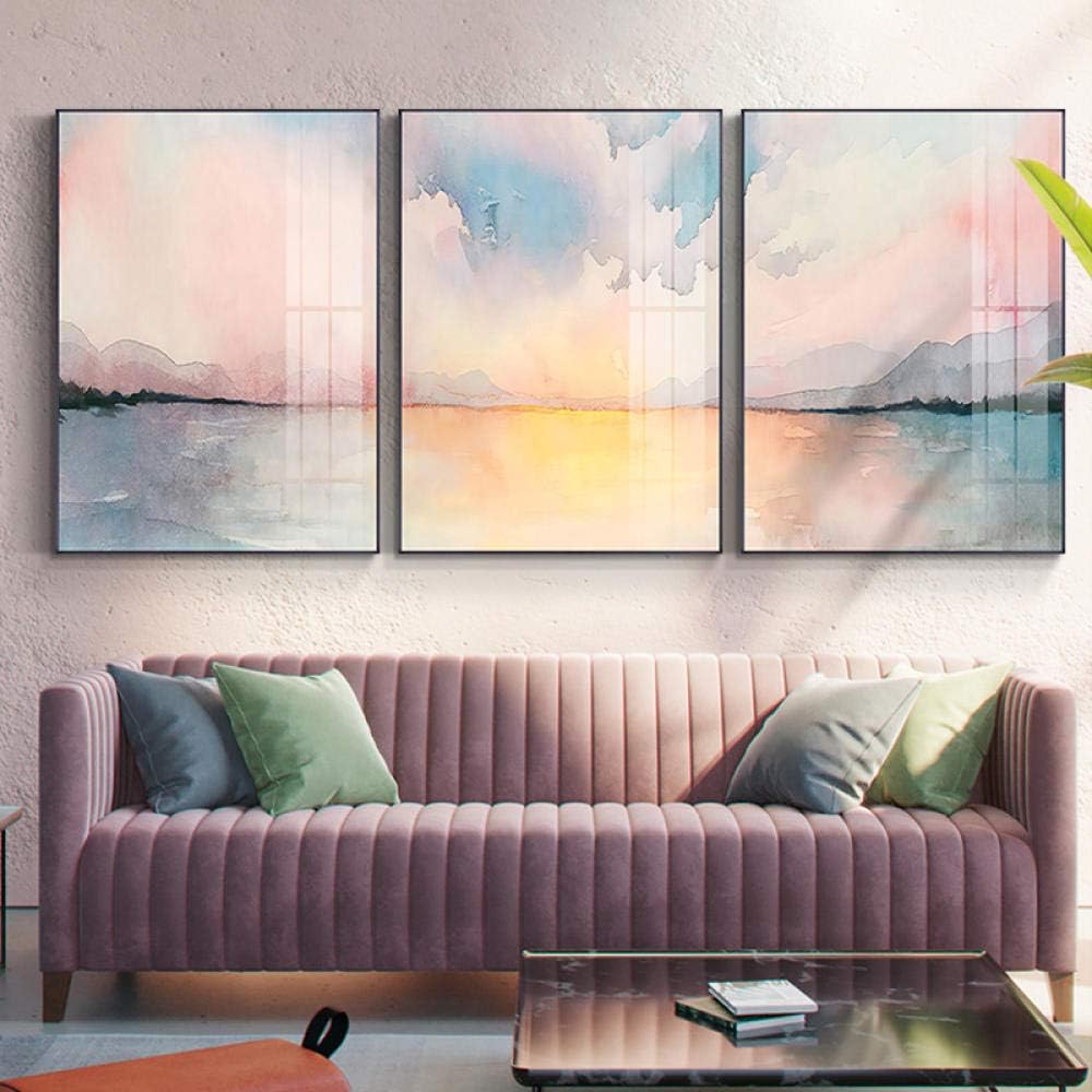 Modern Pink Blue Seaside Poster And Print Abstract Canvas Painting Wall Art Pictures For Living Room Girls Bedroom Decor 40x60cmx3 No Frame Amazon Co Uk Kitchen Home