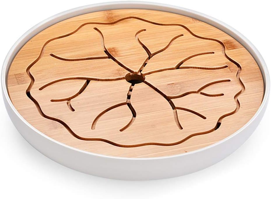 Bamboo Chinese Gongfu Tea Tray Box with Water Storage for Kungfu Tea Set (Style 2 White)