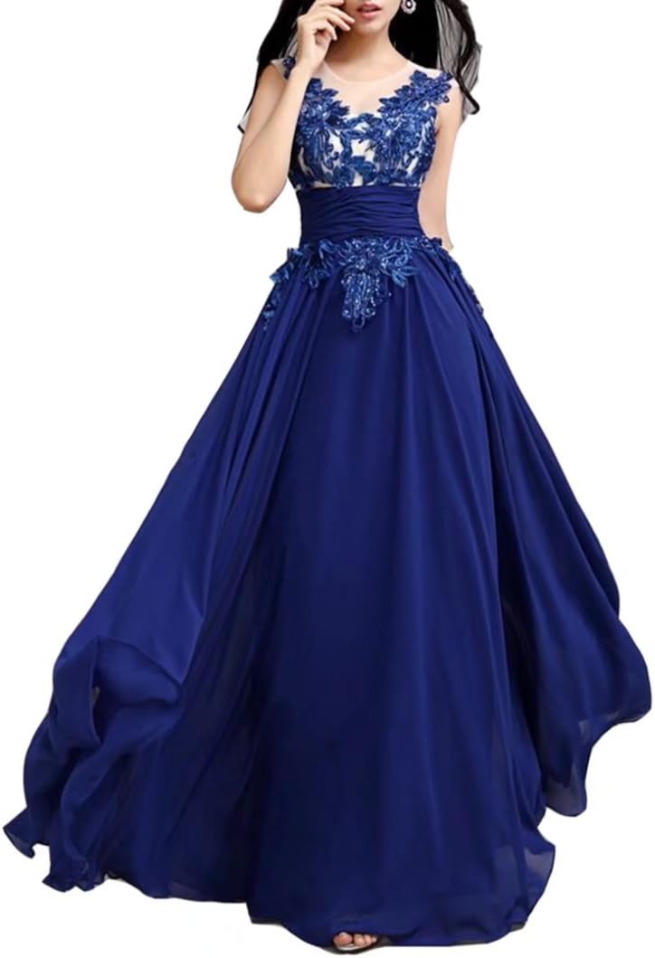 Emmani for Women's Elegant Long Zipper New Chiffon Prom Party Evening Wedding Ball Gowns Dresses