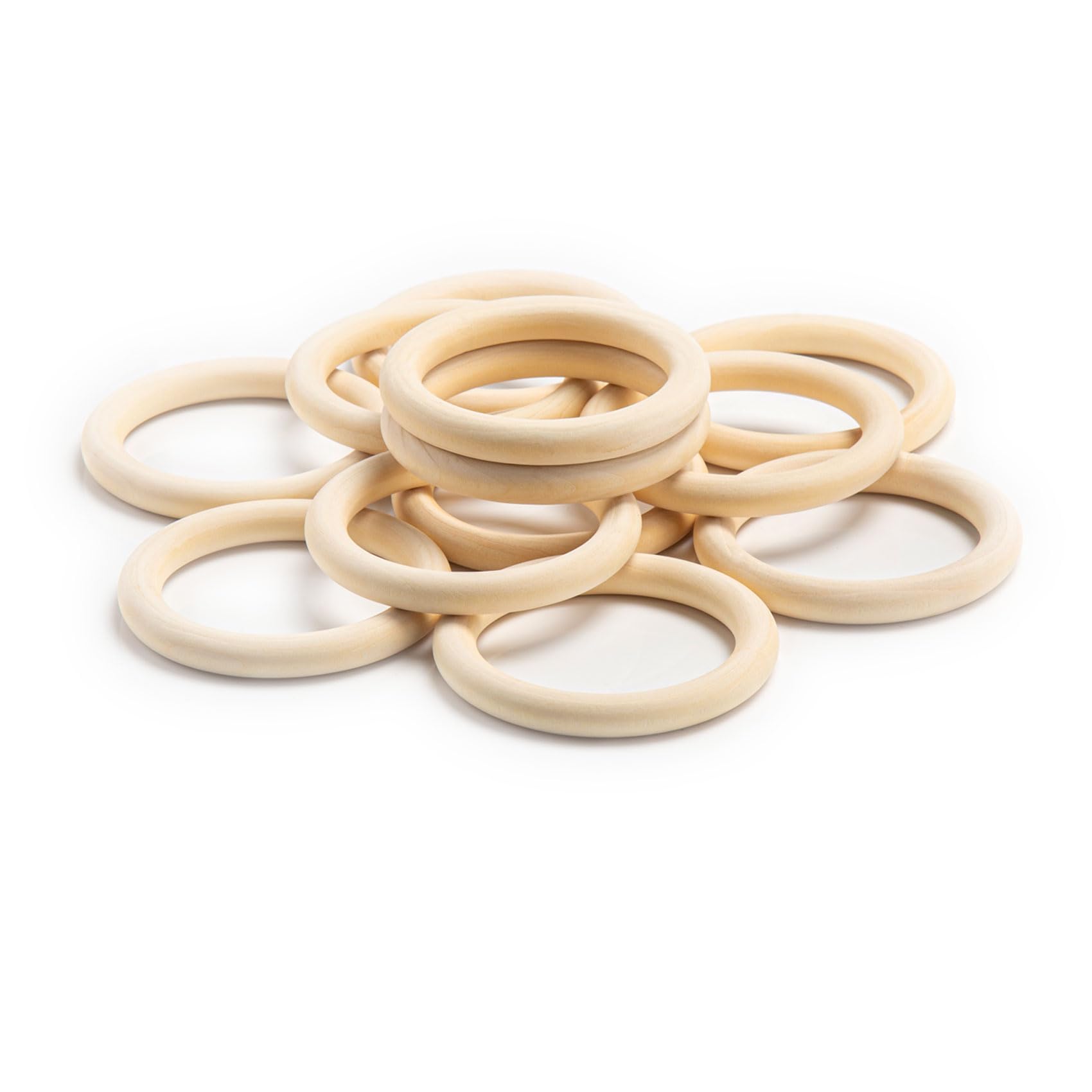 TOOINKCV 12 Pcs 80mm Wooden Rings for Crafts,Natural Unfinished Wood Ring, Natural Wooden Teething Rings Loops for DIY Craft Jewelry Making Pendant Connectors (Φ80mm) — image 1