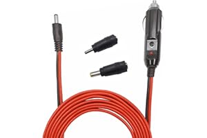 AEISVIK DC Car Charger Cable - 5.5mm x 2.1mm Connector to Cigarette Lighter Male Plug With Extra 2 Connectors 12-24V 15A Auto Power Supply Cord for Portable DVD Player, Car, Camera
