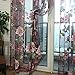 Edal Durable Floral Tulle Voile Voile Curtain Sheer Panel Drape Window Scarfs Wine Red Flower with Purple Background and Beads