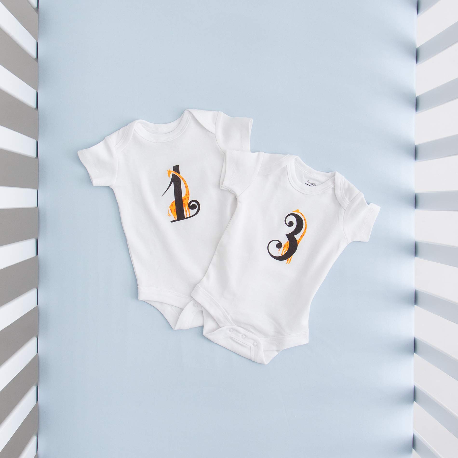 JumpOff Jo - Seize The Moment Baby Milestone Onesies, 1 Through 12 Bodysuit Set With Numbers, Newborn Essentials