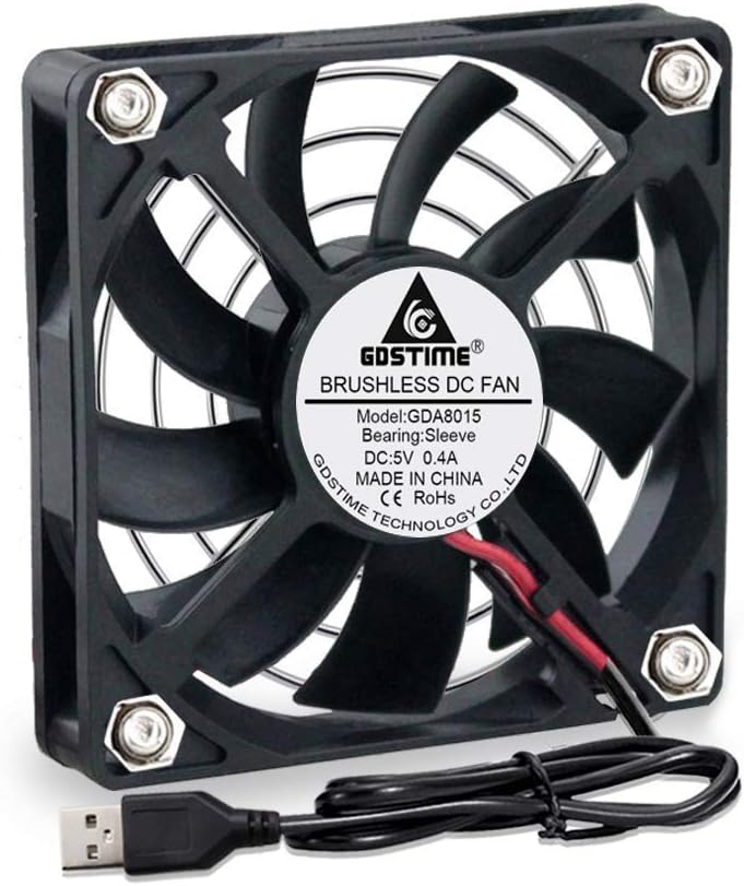 GDSTIME 80mm x 15 mm USB Cooling Fan 5V Brushless Case Fan Cooler For