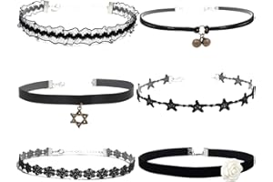 Nova&Aria Chokers Set For Women Heart Choker Necklaces Flower Pendant Velvet Cute Pink Turquoise Blue White Black Choker Neck