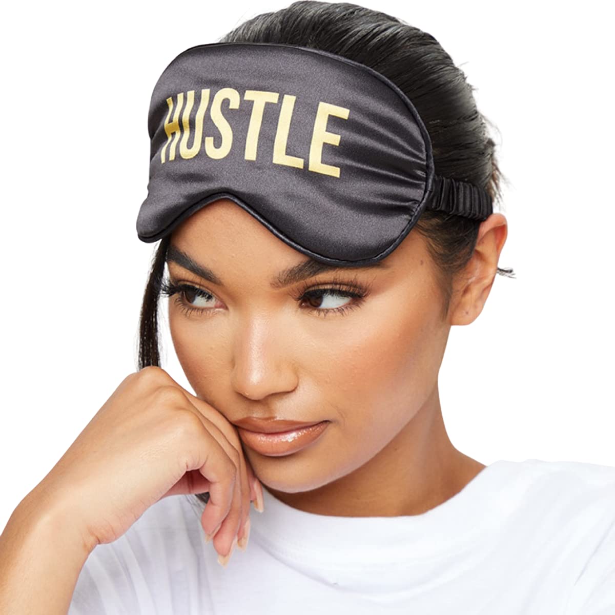 SMUG Satin Sleep Mask - Sleep Aid for Women & Men for Sleeping & Travel - Silky Soft to Nourish Skin & Reduce Dark Circles - Eye Cover to Block Out Light - Hustle Black โ image 1