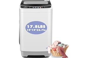 Nictemaw Portable Washing Machine, 17.8Lbs Capacity Full-Automatic Portable Washer, 2.4Cu.ft Washer and Dryer Combo with Drain Pump, 10 Programs 8 Water Levels Compact Laundry Washer for Apartment RV